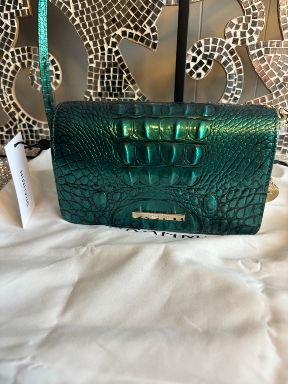 ⭐️Brahmin Minuette Mystic Green LeatherCrossbody Bag